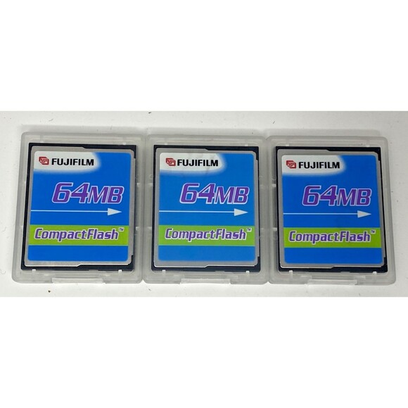 Lot of (3) Fujifilm 64MB Compact Flash Memory Card for Digital Cameras etc. NEW - Picture 1 of 2